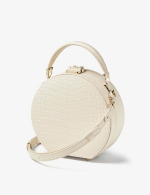 ASPINAL OF LONDON: Hat Box mini croc-embossed leather cross-body bag