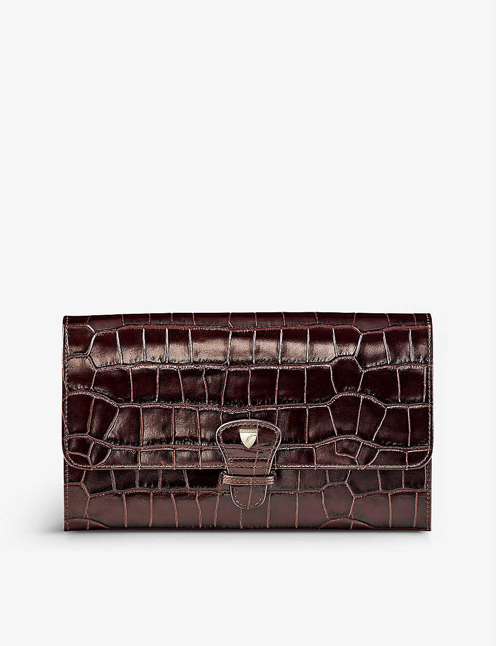 Aspinal Of London Amazonbrown Classic Crocodile-embossed Leather Travel Wallet