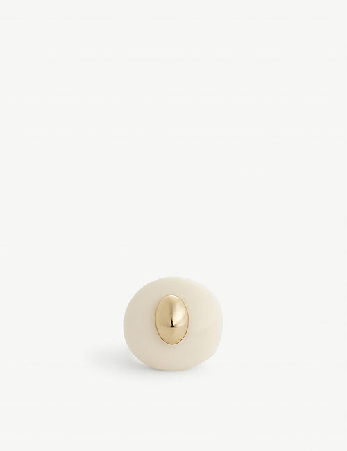 LA MANSO: Send Nudes yellow gold-toned brass and plastic ring