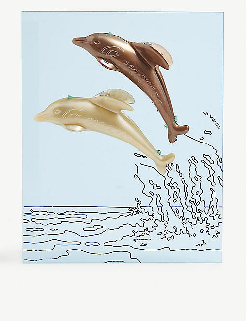 LA MANSO: San Blas dolphin-shaped recycled plastic hairclips set of two