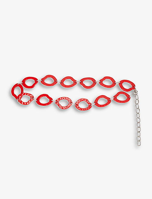 LA MANSO: Hula Hoop acrylic and stainless-steel chain belt