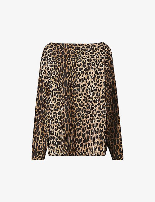 ALLSAINTS: Rita leopard-print cotton-jersey top