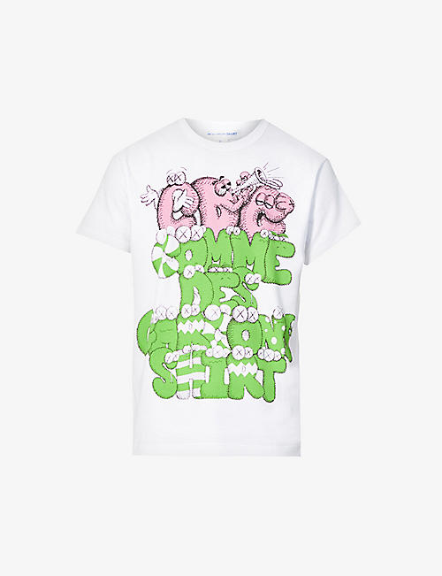 COMME DE GARCON SHIRT: Comme des Garçons Shirt x KAWS graphic-print cotton-jersey T-shirt