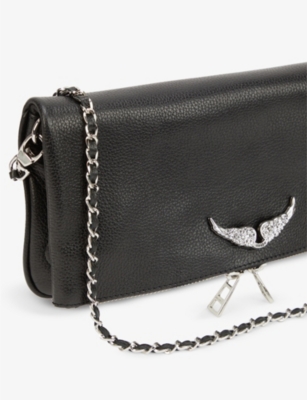 Shop Zadig & Voltaire Zadig&voltaire Womens Noir Silver Rock Leather Cross-body Bag