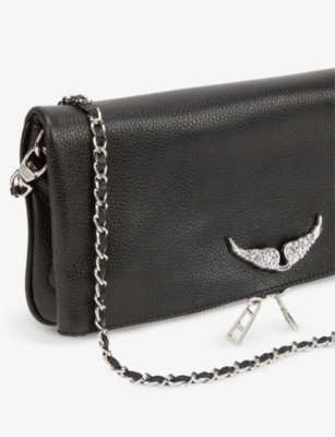 Zadig & Voltaire Rock Leather Cross-body Bag In Noir Silver