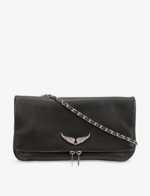 Zadig & Voltaire Rock Leather Cross-body Bag In Noir Silver