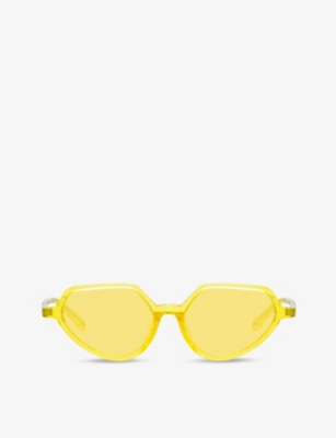 Linda Farrow Women's Yellow/ Yellow Gold X Dries Van Noten Cat's Eye-frame Acetate Sunglasses