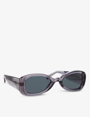 Linda Farrow X Dries Van Noten Oval-frame Acetate Sunglasses In Grey/ Matte Black