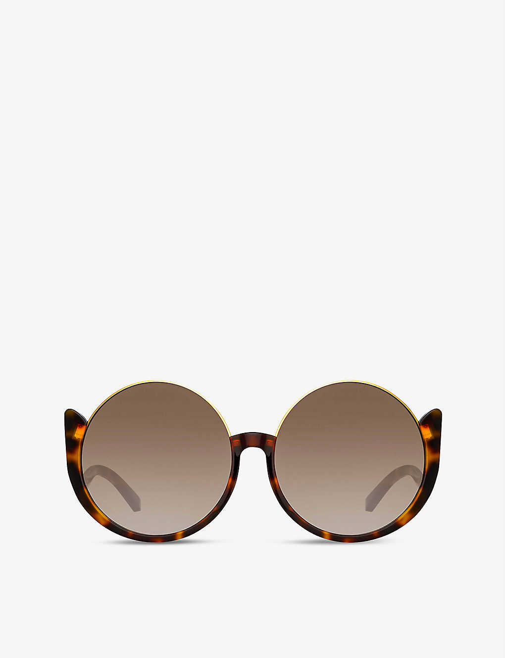 Linda Farrow Florence 22ct Yellow Gold-plated Titanium And Recycled-acetate Round-frame Sunglasses In T-shell/ Gold/ Mocha