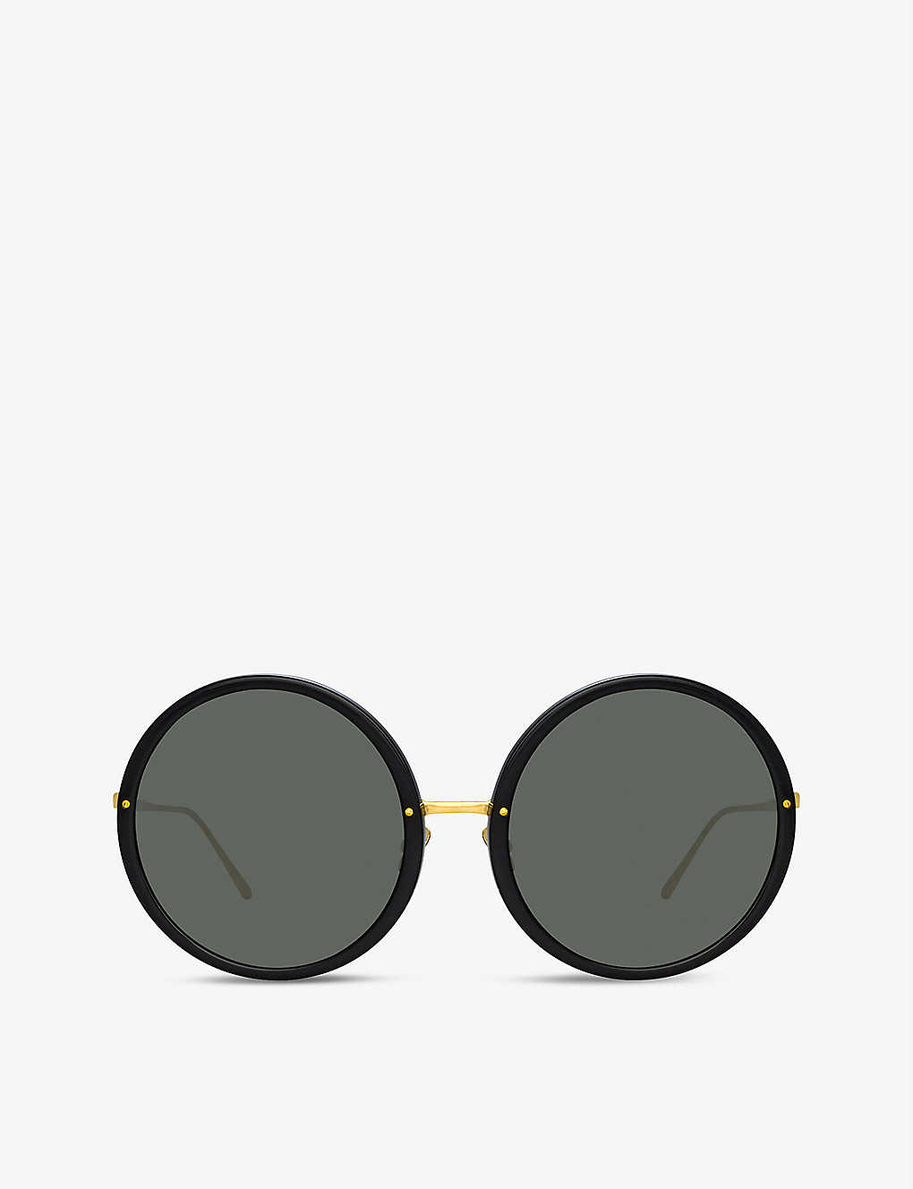 Linda Farrow Kew Round-frame Recycled-acetate And Titanium Sunglasses In Black/ Yellow Gold