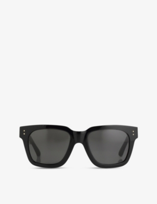 Linda Farrow Max C95 Square-frame Acetate And 22ct Gold-plated Titanium Sunglasses In Black/ Yellow Gold