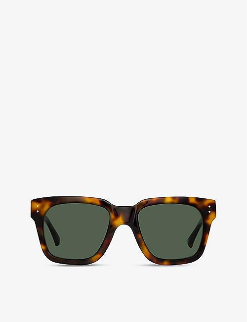 LINDA FARROW: Max C95 square-frame acetate and 22ct gold-plated titanium sunglasses