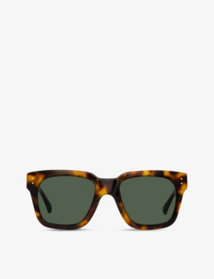 Linda Farrow Max C95 Square-frame Acetate And 22ct Gold-plated Titanium Sunglasses In T-shell/ Gold/ Green