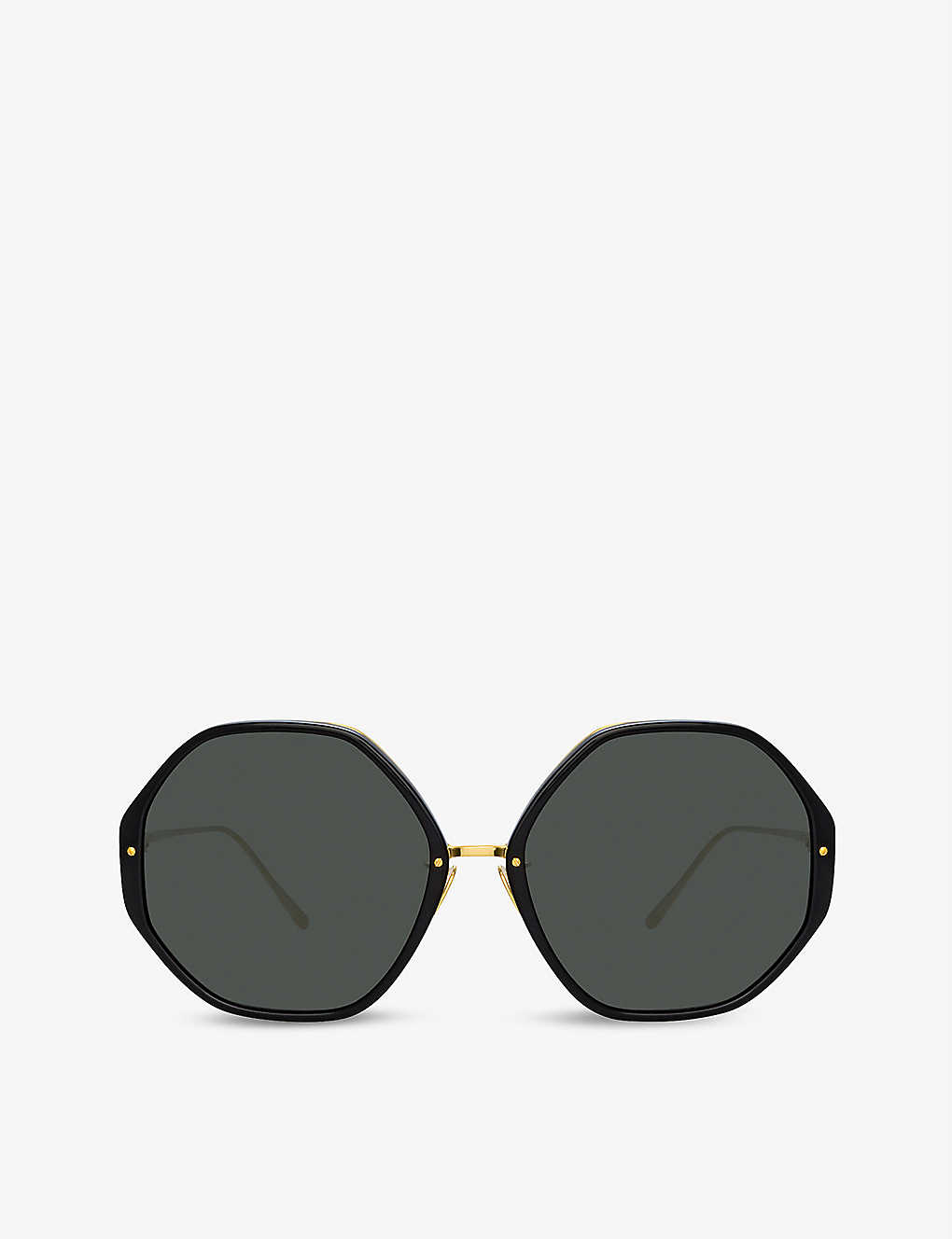 Linda Farrow Alona Hexagonal-frame Acetate And 22ct Gold-plated Titanium Sunglasses In Black/ Yellow Gold