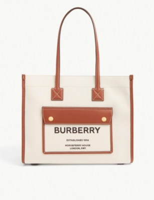 BURBERRY: Logo-print cotton-canvas tote bag
