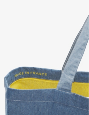 Claudie Pierlot Logo-print Oversized Recycled Cotton-blend Tote Bag In Bleus