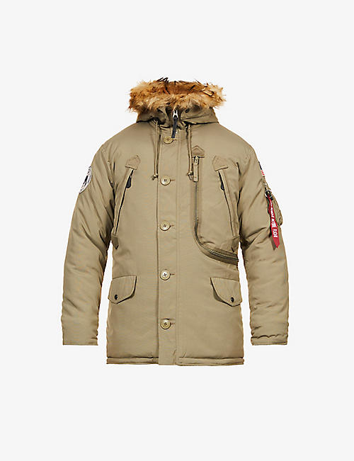 ALPHA INDUSTRIES: Polar brand-patch shell hooded parka jacket
