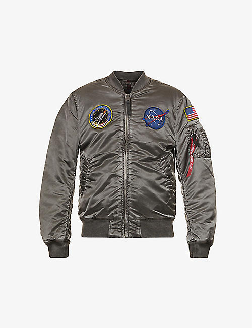 ALPHA INDUSTRIES: NASA MA-1 brand-patch shell bomber jacket