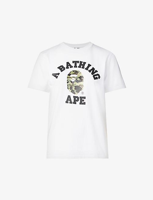 A BATHING APE: College logo-print cotton-jersey T-shirt