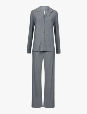 Skims Ribbed Stretch-modal Jersey Lounge Set In Heather Grey