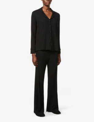 Shop Skims Womens Onyx Soft Lounge Stretch-jersey Pyjama Set In Black