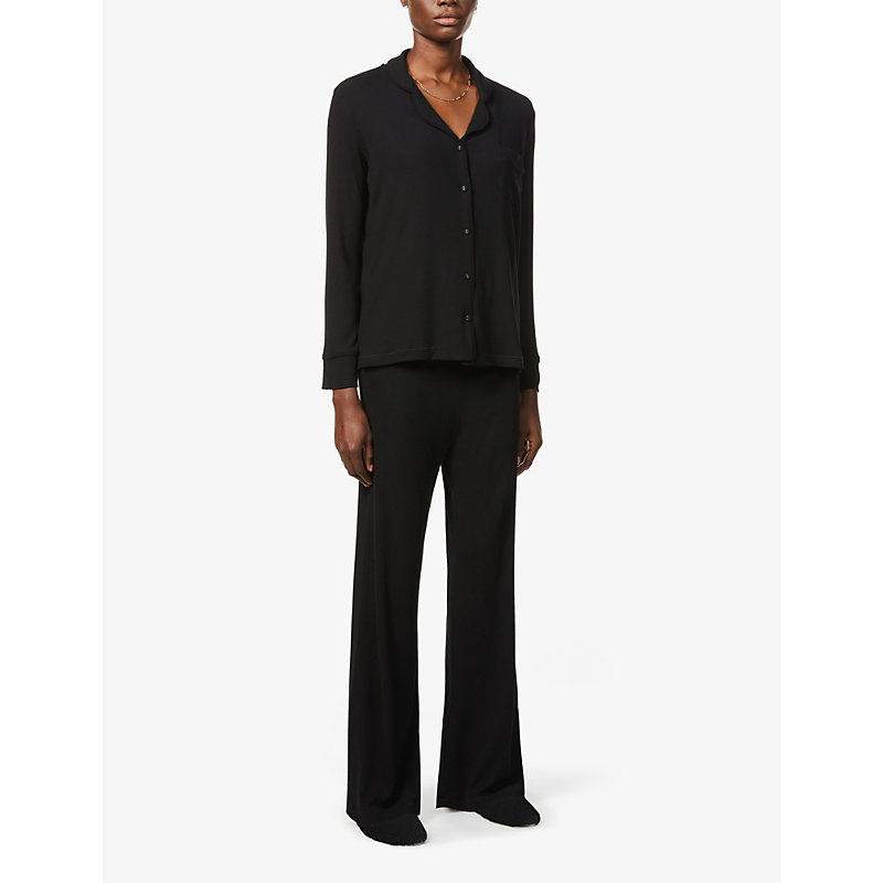 Shop Skims Women's Onyx Soft Lounge Stretch-jersey Pyjama Set In Black
