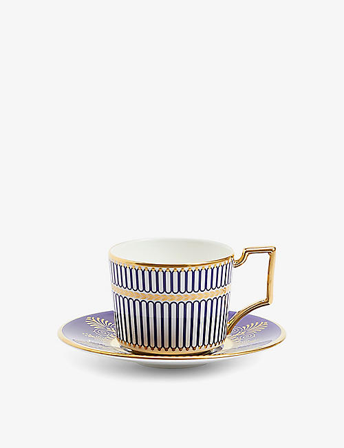 WEDGWOOD: Anthemion bone china espresso cup and saucer