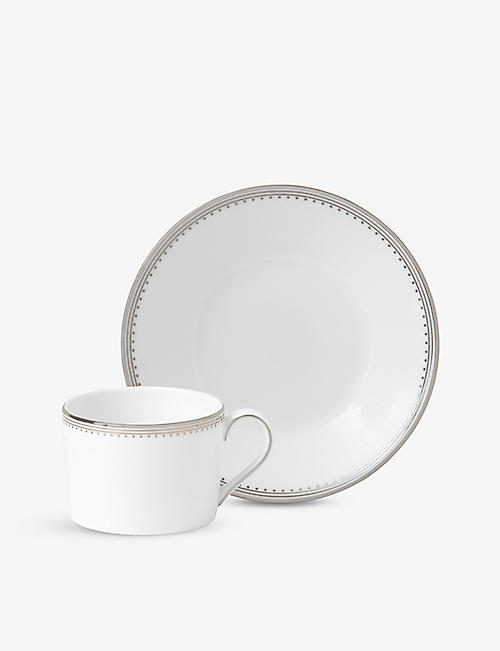 WEDGWOOD: Vera Wang Grosgrain fine bone china teacup and saucer set of two