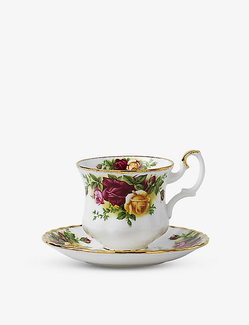 ROYAL ALBERT：Old Country Roses 细瓷茶杯和茶碟套装
