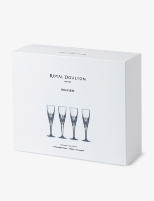 ROYAL DOULTON: Highclere crystal-glass champagne flutes set of four