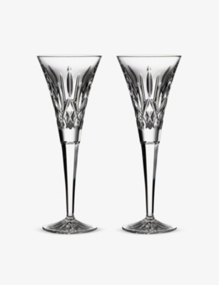 WATERFORD: Lismore crystal toasting flute set of two