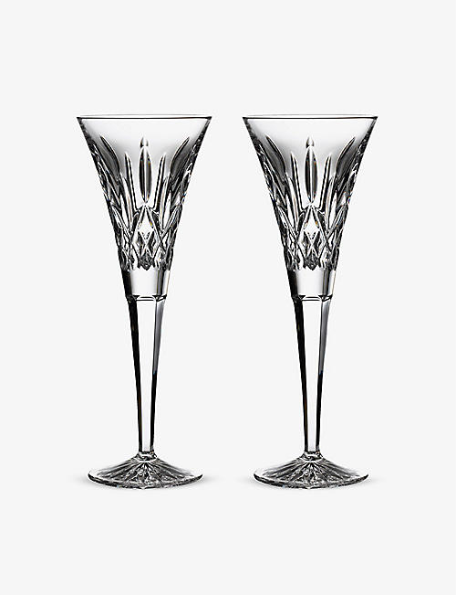 WATERFORD: Lismore crystal toasting flute set of two