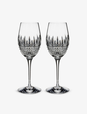 WATERFORD: Lismore Diamond Essence crystal wine glasses set of two