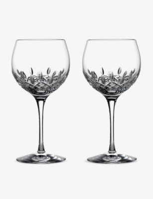 Waterford Lismore Essence Balloon Crystal-glass Wine Glasses Set Of Two