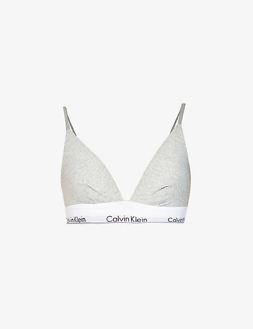CALVIN KLEIN: Modern triangle stretch cotton-blend bra