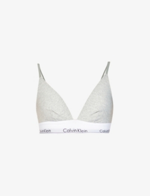 Calvin Klein Modern Triangle Stretch Cotton-blend Bra In Grey Heather