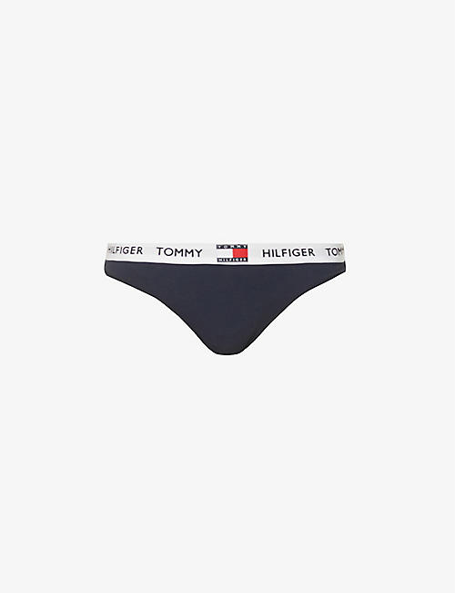 TOMMY HILFIGER: Logo-print low-rise stretch-cotton thong