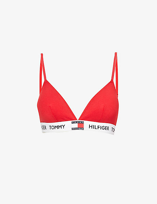 TOMMY HILFIGER: Logo-print stretch-cotton bralette