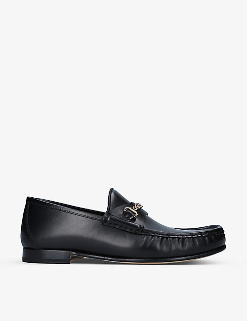 HYUSTO: Mick chain-embellished leather loafers