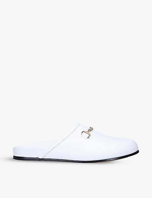 HYUSTO: Quincy chain-embellished leather slippers