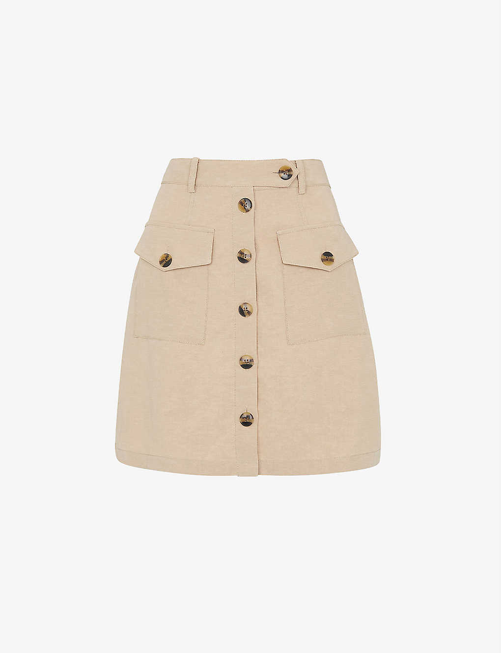 Whistles Womens Tan High-waist Linen Mini Skirt 14