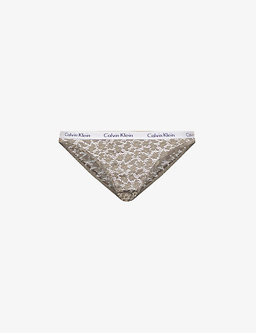 CALVIN KLEIN: Carousel branded mid-rise stretch-lace bikini briefs
