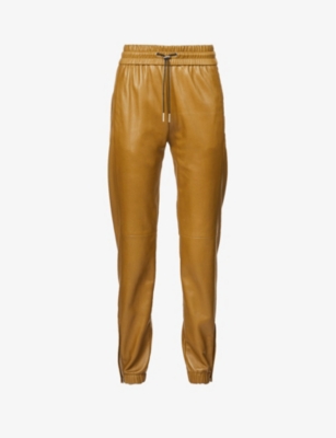 Tapered mid-rise leather jogging bottoms(9381958)