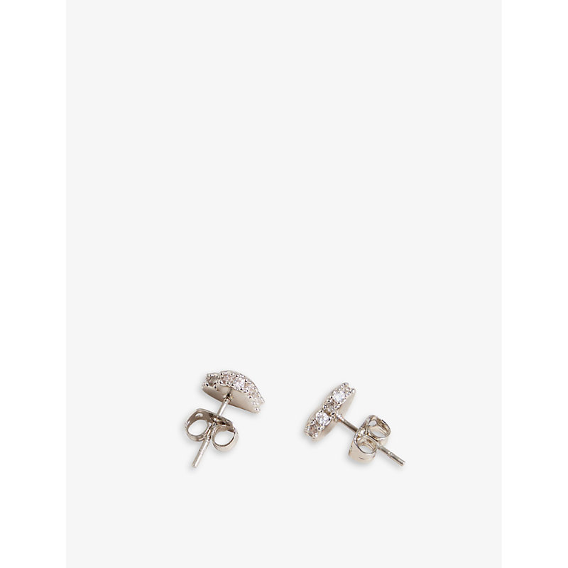 Shop Ted Baker Women's Silver-col Sersy Swarovski-embellished Heart Stud Earrings