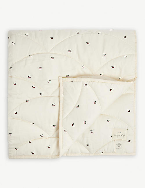 KONGES SLOJD: Cherry-print organic-cotton blanket 120cm x 120cm