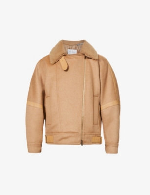 MAX MARA - Albania faux-fur trimmed camel-wool jacket