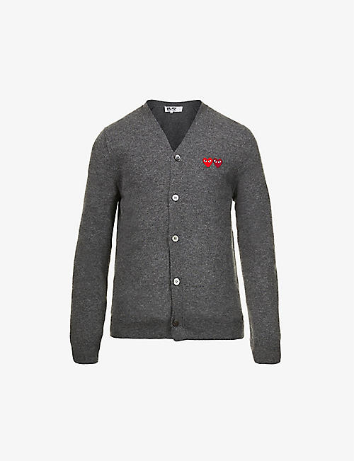 COMME DES GARCONS PLAY: Logo-embroidered V-neck wool cardigan