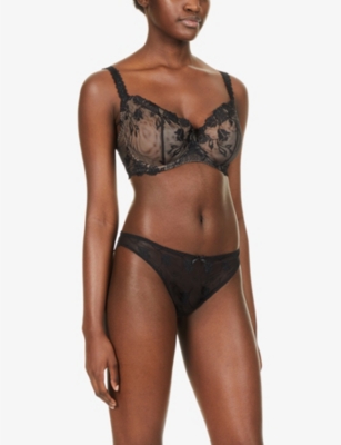 AUBADE: Sofessence floral-embroidered stretch-mesh half-cup bra