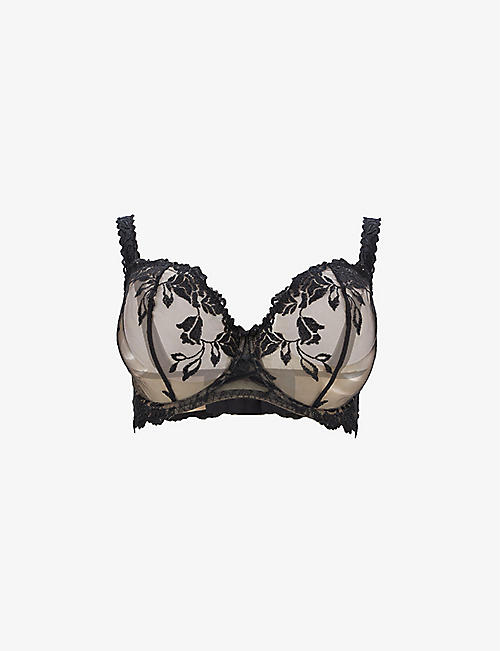 AUBADE: Sofessence floral-embroidered stretch-mesh half-cup bra