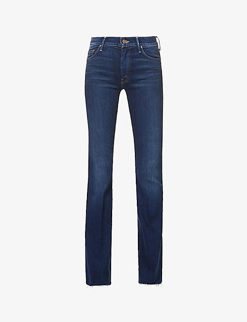 MOTHER: The Weekender Fray flared high-rise stretch-denim jeans